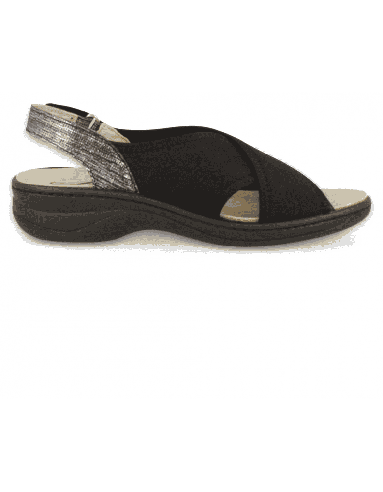 SANDALIAS CÓMODAS SEÑORA, FLORA 01 NEGRO