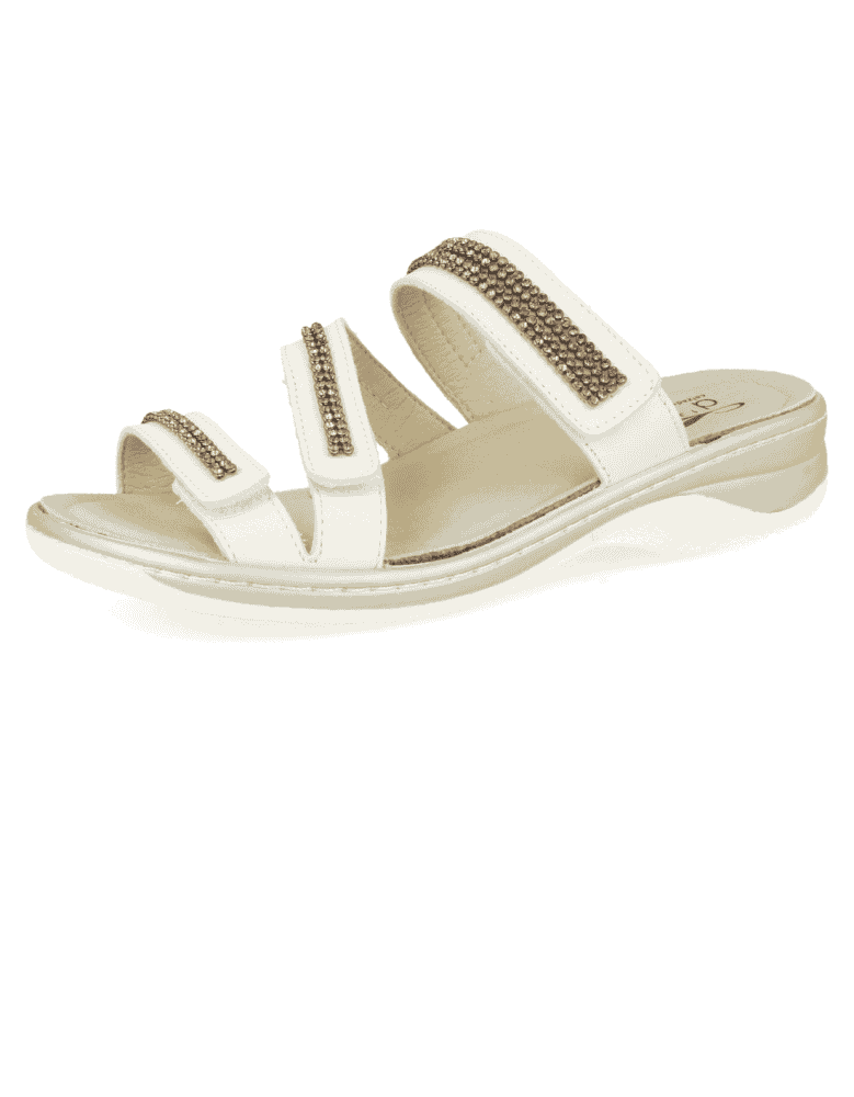 SANDALIAS PIES DELICADOS MUJER, GALDAR 03 BLANCO - Microfibra, con horma  ancha.