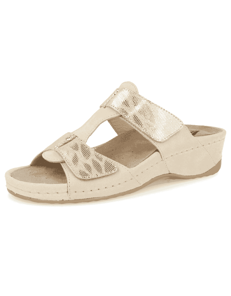SANDALIAS CONFORT SEÑORA, DELIA 46 BEIGE -Sandalia plantilla anatómica  extraÍble, muy cómodas y acolchadas.