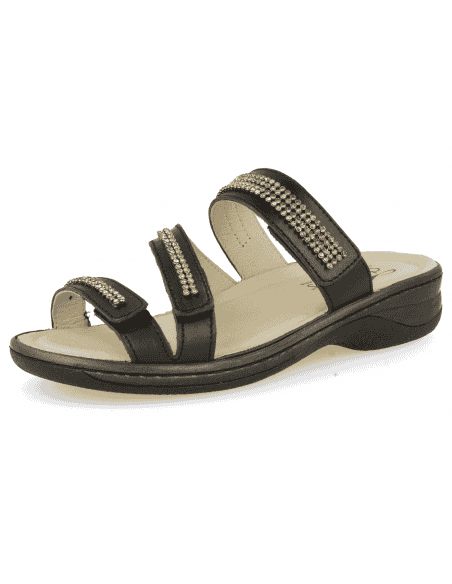 SANDALIAS CÓMODAS SEÑORA, GALDAR 01 NEGRO - Microfibra, con horma ancha.