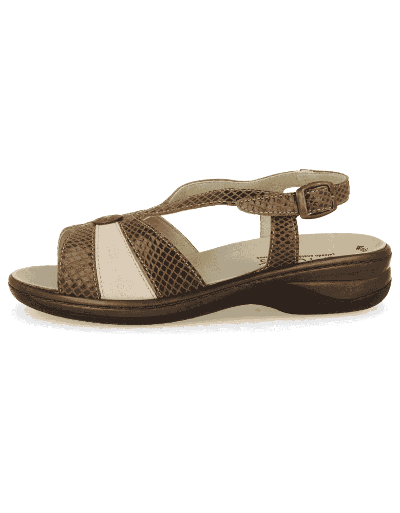 SANDALIAS CÓMODAS SEÑORA, REBECA BEIGE- De piel con horma ancha