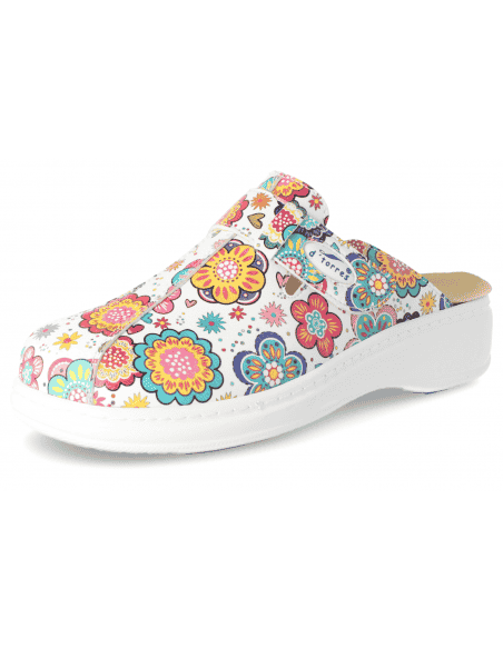 ZUECOS SANITARIO DE MUJER, MASTER PLUS FLORES DOBLE PLANTILLA