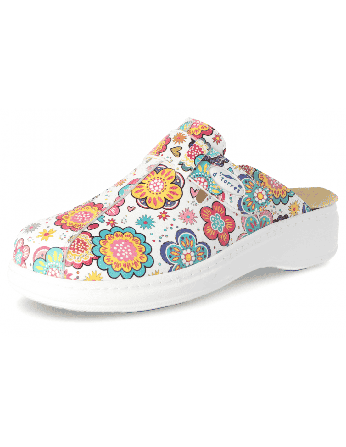 ZUECOS CÓMODOS DE MUJER, MASTER PLUS FLORES.Ligeros y antideslizantes.