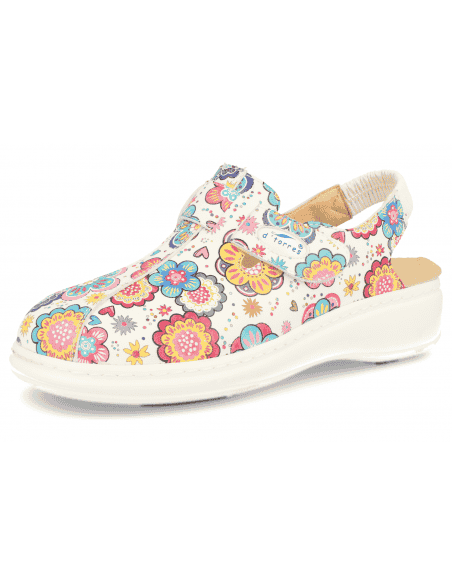 Zuecos Sanitarios Mujer con Tira Master Plus Flores | NubeFit™ D'Torres®