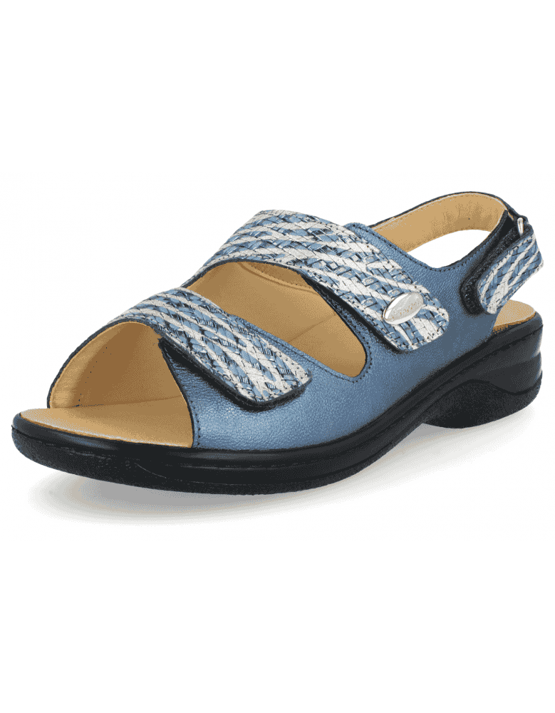 SANDALIA ANCHA PARA PIES DELICADOS Y JUANETES, JULIA 19 AZUL-D'Torres