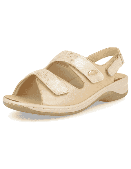 SANDALIA JULIA 2019 BEIGE D'Torres®, PARA PIES DELICADOS Y ANCHOS CON JUANETES