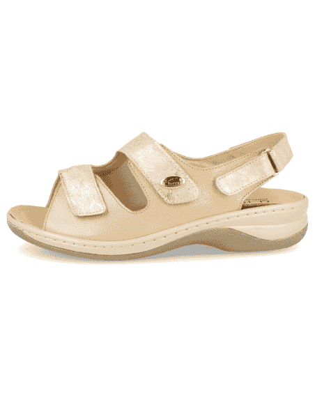 SANDALIA JULIA 2019 BEIGE D'Torres®, PARA PIES DELICADOS Y ANCHOS CON JUANETES
