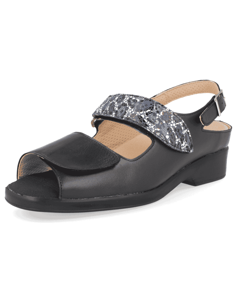 SANDALIAS CÓMODAS MUJER, ANIA 04 AZUL- Piel con horma ancha