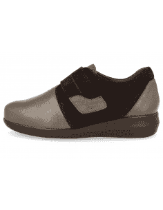 ZAPATO SEÑORA PIES ANCHOS, LINA VELCRO MARRÓN