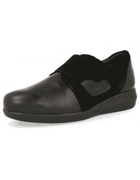 ZAPATO SEÑORA PIES ANCHOS, LINA VELCRO NEGRO