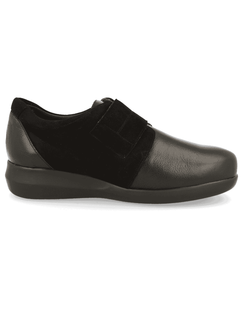 ZAPATO SEÑORA PIES ANCHOS, LINA VELCRO NEGRO