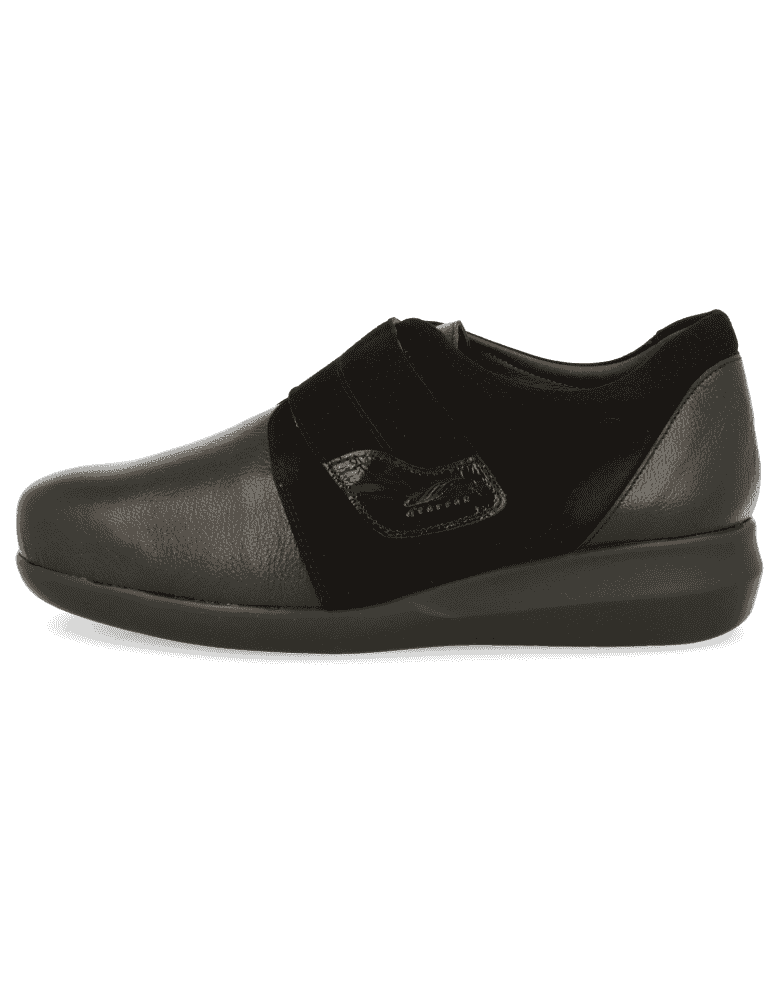 ZAPATO SEÑORA PIES ANCHOS, LINA VELCRO NEGRO