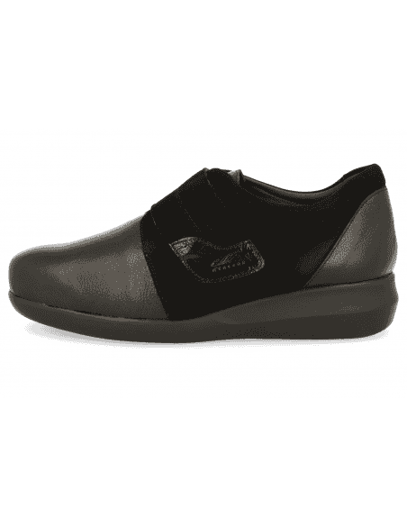 ZAPATO SEÑORA PIES ANCHOS, LINA VELCRO NEGRO