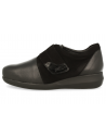 THERAPEUTIC WOMEN SHOES LINA, LEATHER AND LYCRA,  VELCRO BLACK - LARGE WIDTH