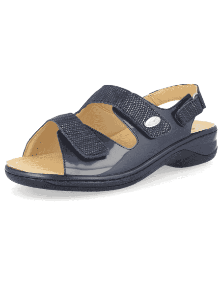 SANDALIA JULIA 2020 CHAROL MARINO D'Torres®, PARA PIES DELICADOS Y ANCHOS CON JUANETES