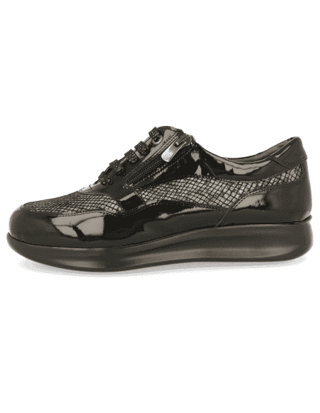 SNEAKER FOR WOMEN WITH DELICATE FEET , BIBIANA 21 BLACK SILVER - Extra width.