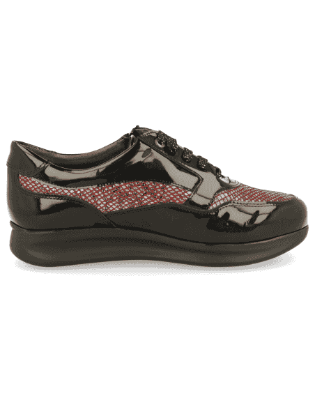 SNEAKER FOR WOMEN WITH DELICATE FEET , BIBIANA 21 BURGUNDY-SILVER  - Extra width.
