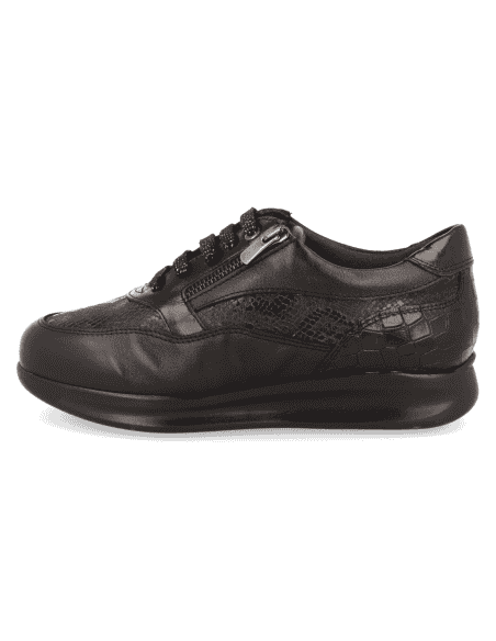 SNEAKER FOR WOMEN WITH DELICATE FEET , BIBIANA 2023 BLACK SNAKE