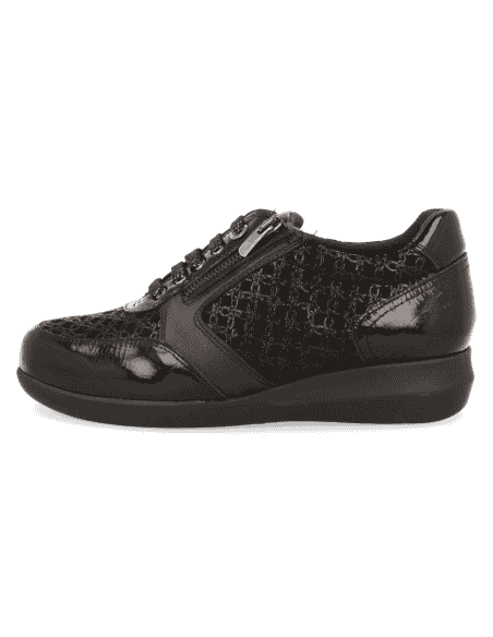 Zapato Señora DiabCare® Irma Negro Cadenas | Horma K+ Extra Ancha