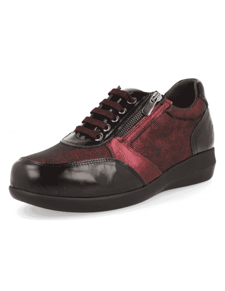 Zapato DiabCare® Señora Irma Negro Burdeos | Horma K+ Extra Ancha