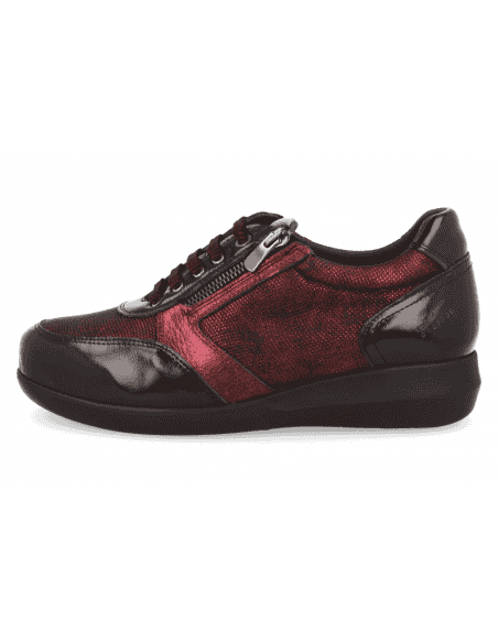 ZAPATO SEÑORA HORMA EXTRA ANCHA PARA PIES DELICADOS, IRMA 2023 NEGRO BURDEOS