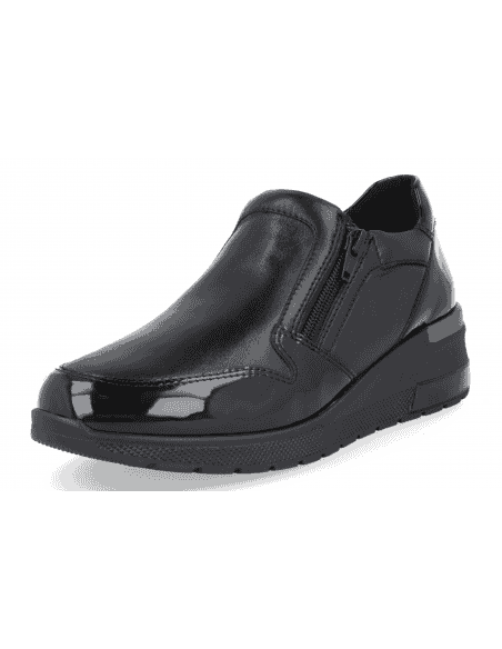 ZAPATO DELHI NEGRO CHAROL, D'TORRES CON AJUSTE FACIL, HORMA