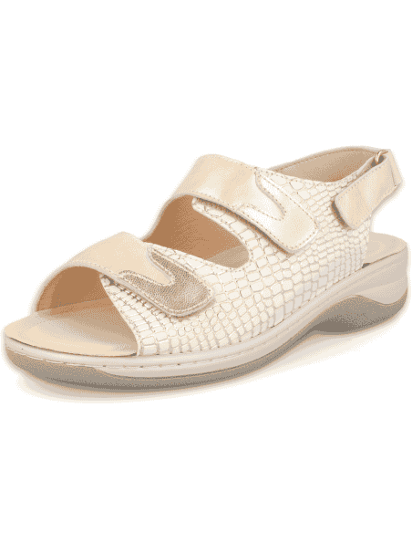 Frida Beige, wide and comfortable sandal, designed for feet with bunions.