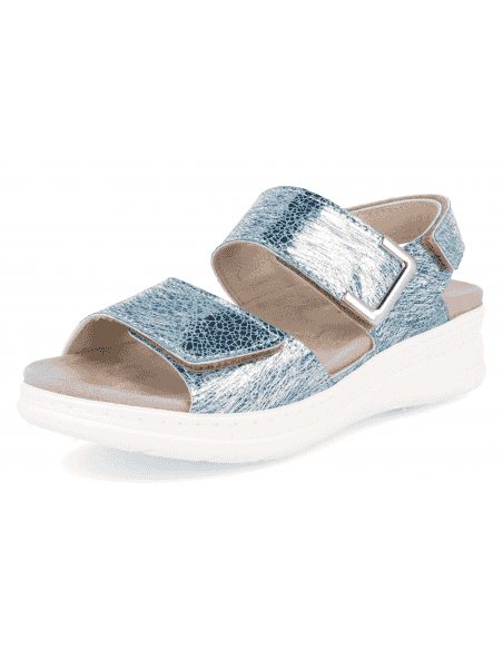 SANDALIA SANDAL ADEJE D'Torres@ AZUL-PLATA, PLANTA ANATÓMICA EXTRAIBLE MUY CÓMODA.