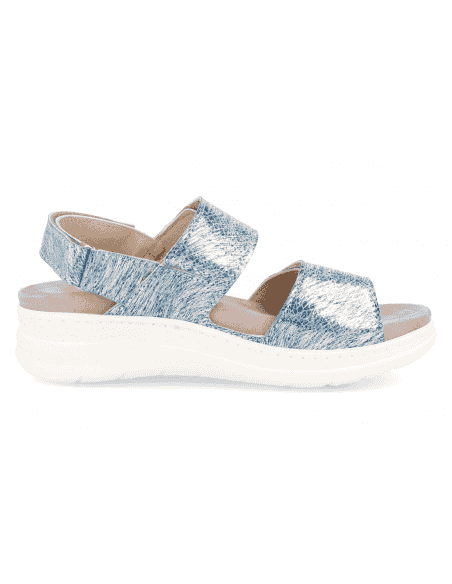 SANDALIA SANDAL ADEJE D'Torres@ AZUL-PLATA, PLANTA ANATÓMICA EXTRAIBLE MUY CÓMODA.