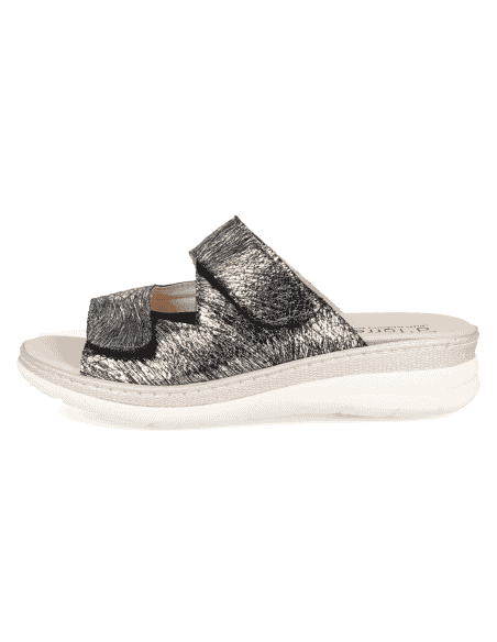 SANDALIA MALENA NEGRO-PLATA D'Torres®, PARA PIES DELICADOS Y ANCHOS CON JUANETES