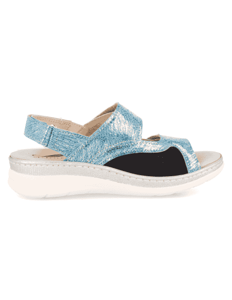 SANDALIA MALENA SANDAL AZUL-PLATA D'Torres®, PARA PIES DELICADOS Y ANCHOS CON JUANETES