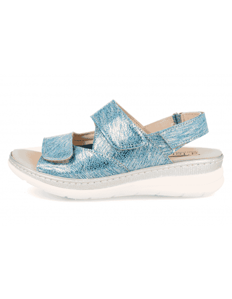 Sandalia Malena Sandal Azul-Plata D'Torres® | Pies Anchos y Juanetes