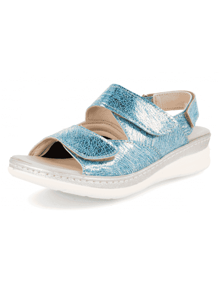 Sandalia Malena Sandal Azul-Plata D'Torres® | Pies Anchos y Juanetes