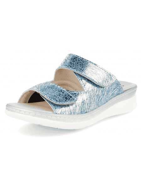 Sandalia Malena Azul-Plata D'Torres® | Pies Anchos y Juanetes