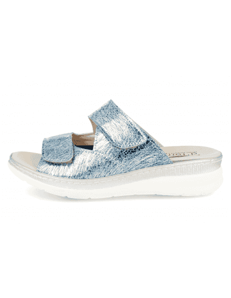 Sandalia Malena Azul-Plata D'Torres® | Pies Anchos y Juanetes