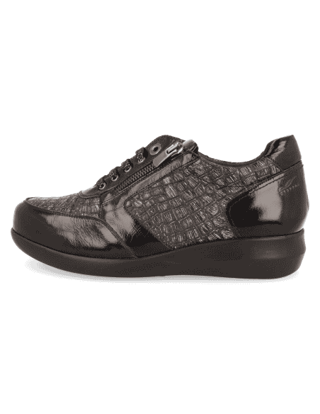 ZAPATO ORTOPÉDICO DE SEÑORA D'TORRES PARA PIES DELICADOS, IRMA 24 MILANO NEGRO. HORMA EXTRA-ANCHA.