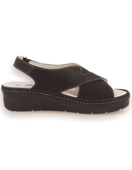 Sandalia Rubí Negro D'Torres® | Piel Adaptable, Amplia y Cómoda con Plantilla Extraíble NubeFit™