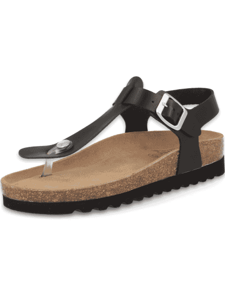 Sandalia Ampurias Flip-Flop Negra D'Torres® | Plantilla Anatómica NubeFit™