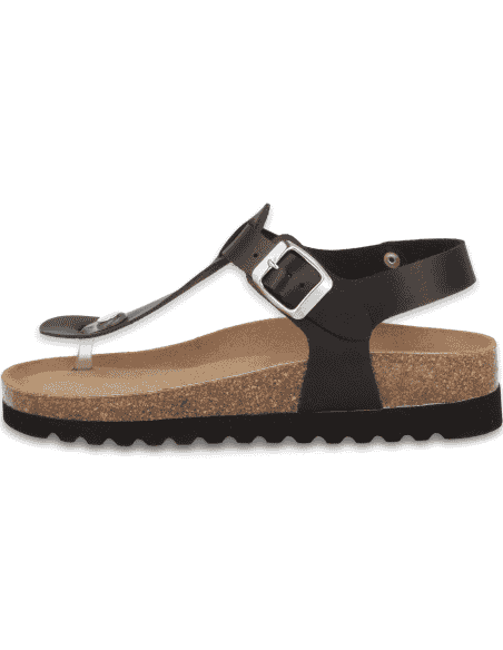 Sandalia Ampurias Flip-Flop Negra D'Torres® | Plantilla Anatómica NubeFit™