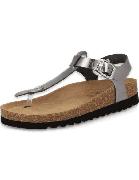 SANDALIA AMPURIAS FLIP-FLOP ACERO D'Torres, PLANTA ANATÓMICA ACOLCHADA