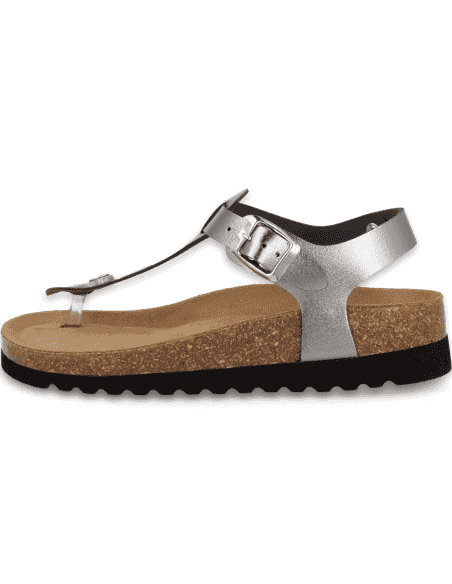 SANDALIA AMPURIAS FLIP-FLOP ACERO D'Torres, PLANTA ANATÓMICA ACOLCHADA