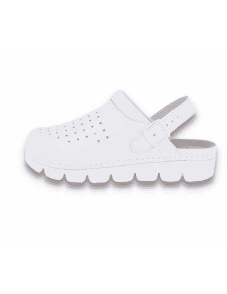 MASTER BACK STRAP D'TORRES® | Zueco Sanitario de Piel Blanco con Tecnología NubeFit™