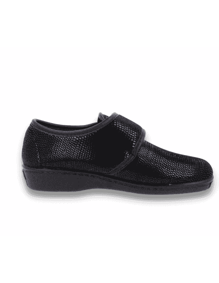 ZAPATILLA CLARA NEGRO D'TORRES®, PARA PIES ANCHOS CON JUANETES