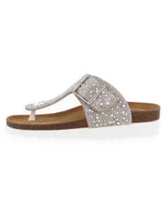 SANDALIA GEMMA PLATA FLIP-FLOP  - D'Torres®, PEDRERIA CON...
