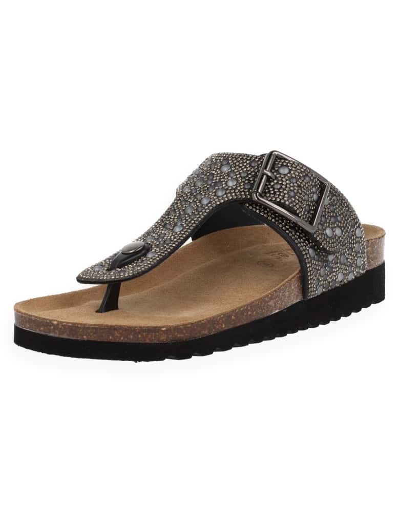 Sandalia Gemma Negro Flip-Flop con Plantilla...