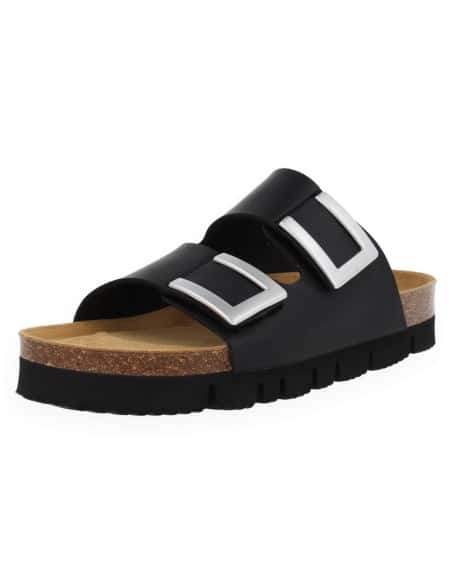 MONACO SANDAL 2 STRAPS BLACK - D'Torres®, COMFORTABLE AND ELEGANT WITH CUSHIONED ANATOMICAL FOOTBED.