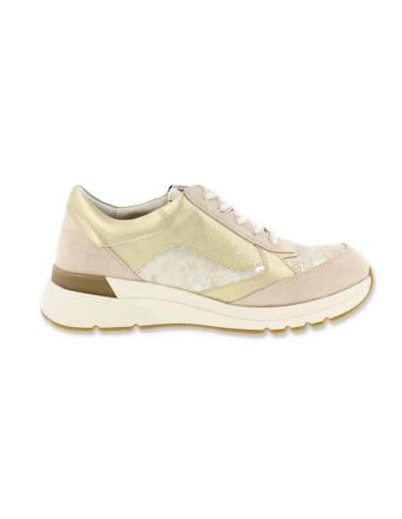 Sneakers Comfortable, Riga Beige, D'Torres. Wide Last To Incorporate Orthotic Insoles.