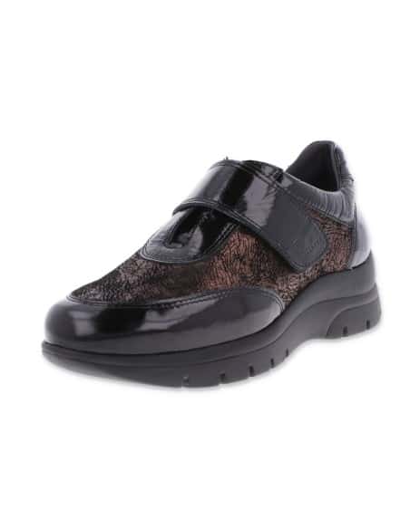 Zapato Anatómico de Señora D'Torres® Abril Negro Burdeos | Horma Extra-Ancha K DiabCare®