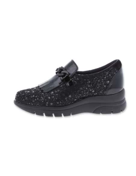 MOCASIN CANDE BLACK, THERAPEUTIC WOMEN SHOES OF LEATHER, FOR DELICATED FEET