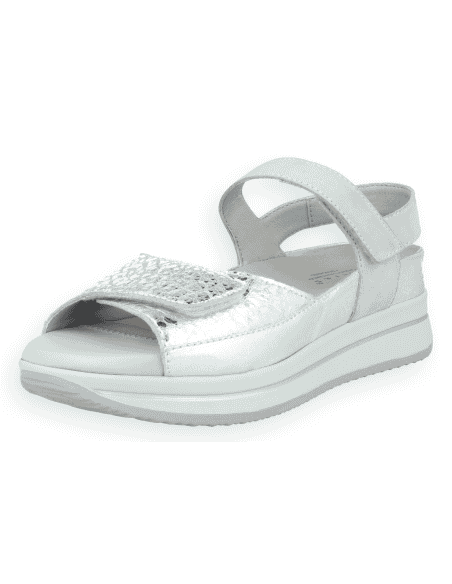 Sandalia Gila Plata D'Torres® | Horma amplia | Doble velcro | Plantilla NubeFit™ extraíble